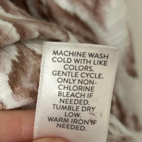 J Jill Pure Jill 100% Cotton V Neck 3/4 Sleeve Diamond Print Top Size Large - Picture 8 of 8